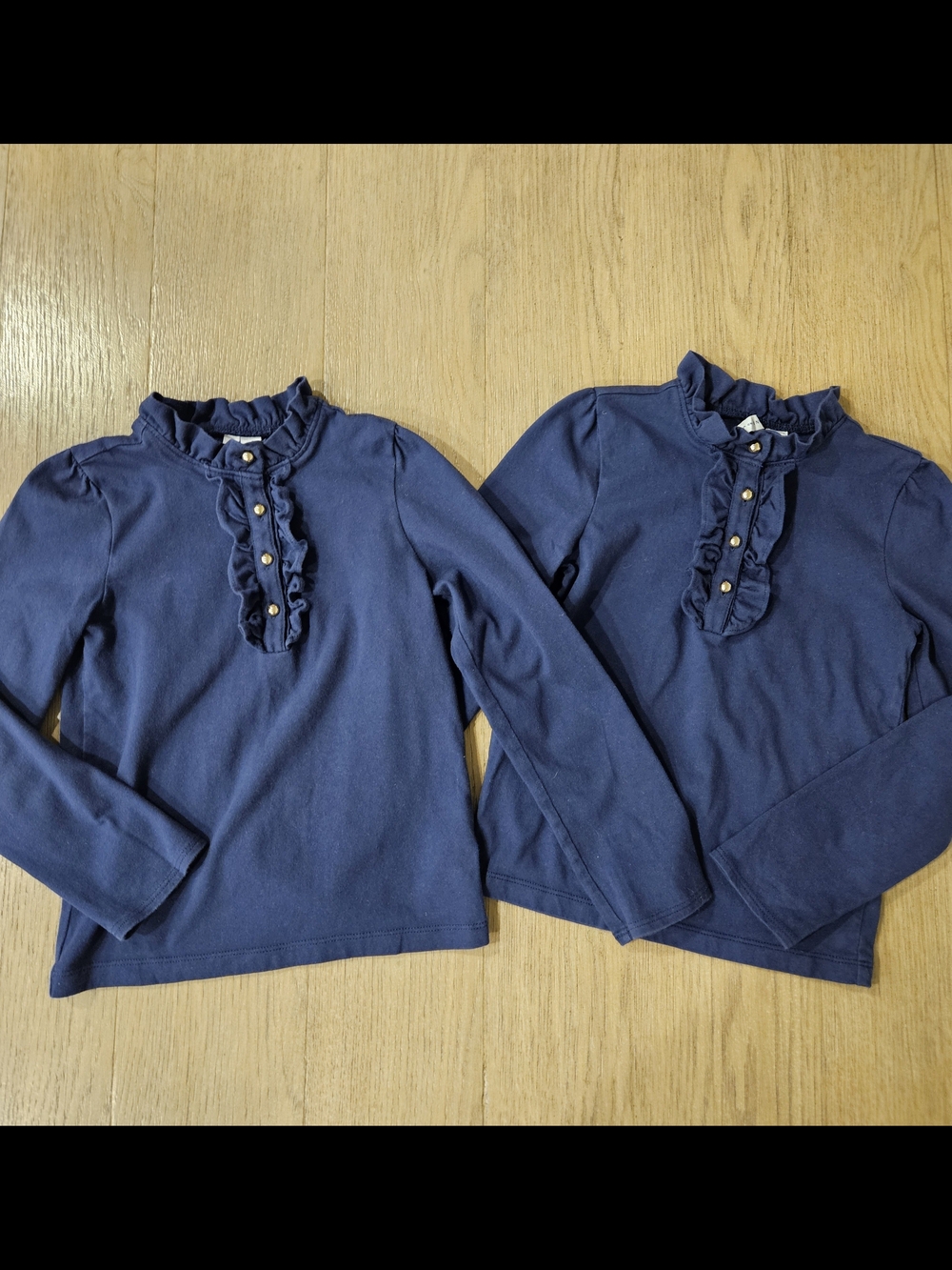 Janie and Jack Navy Blue Preppy Ruffled Front Long-Sleeve Top Bundle Sz 7